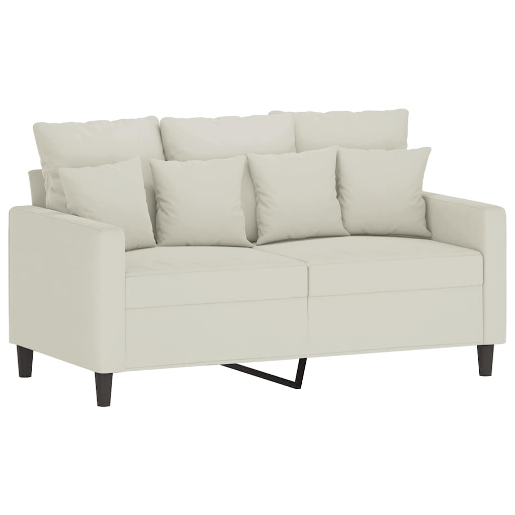 3 Pcs conjunto de sofás com almofadões veludo cor creme