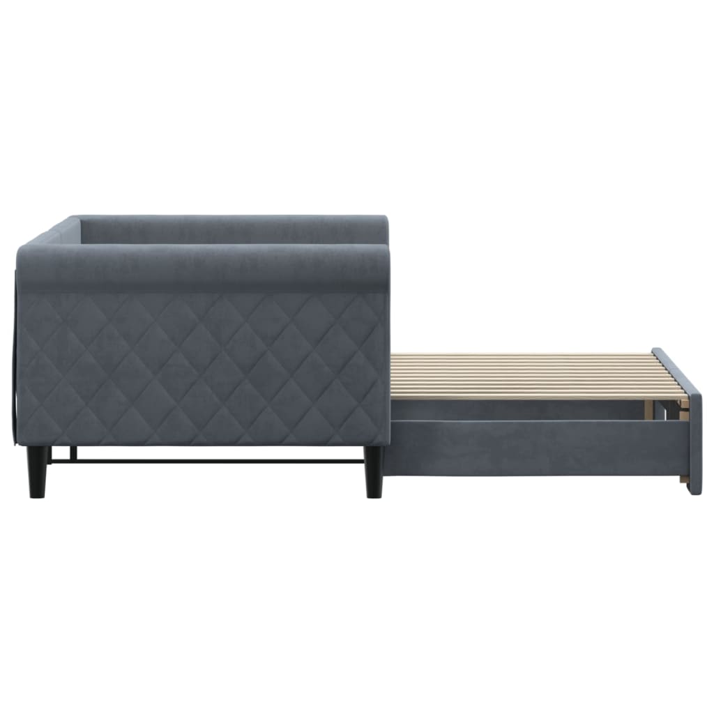 Sofá-cama com gavetão 90x200 cm veludo cinzento-escuro