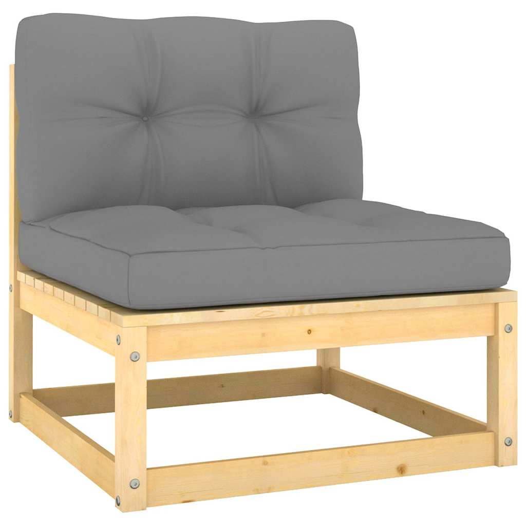 2 Pcs conjunto lounge de jardim com almofadões pinho maciço
