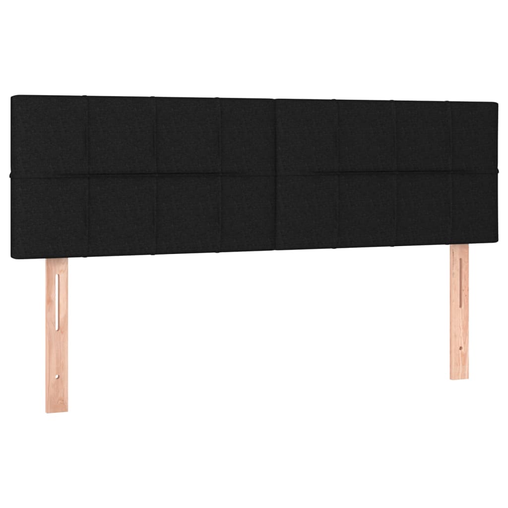 Cabeceira de cama c/ luzes LED tecido 144x5x78/88 cm preto