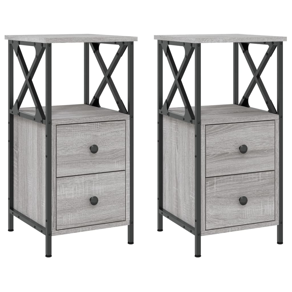 Mesas de cabeceira 2 pcs derivados de madeira cinzento sonoma