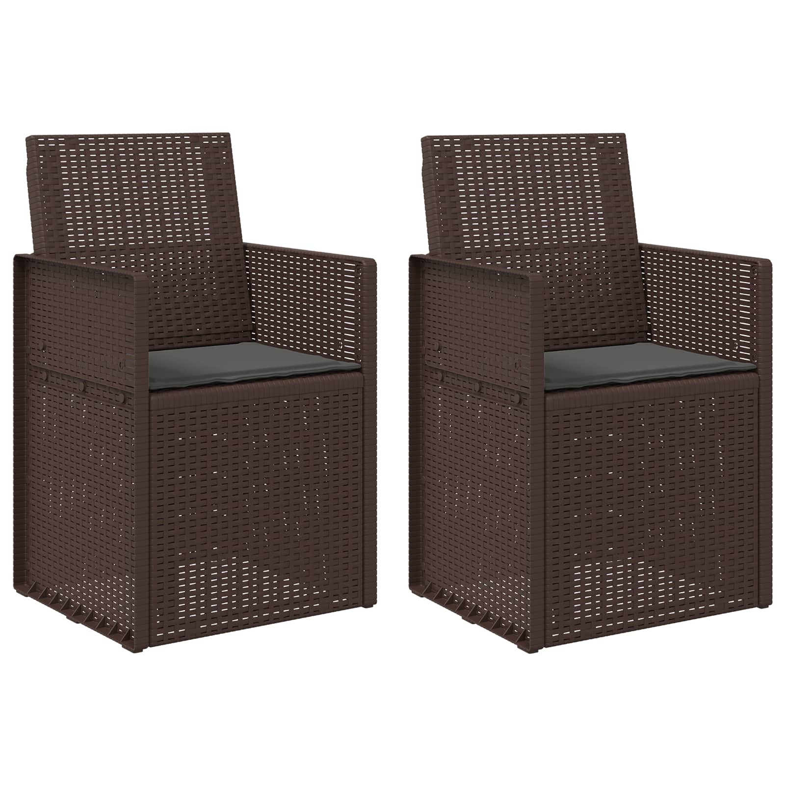 Cadeiras de jantar para jardim 2 unid. castanho e antracite PP