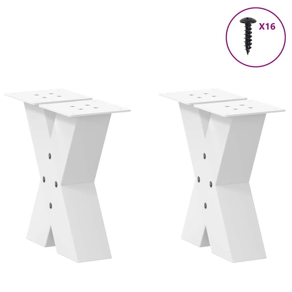 Pés para mesa de centro em formato de x, 2 peças, branco, 40x (30-31) cm, aço