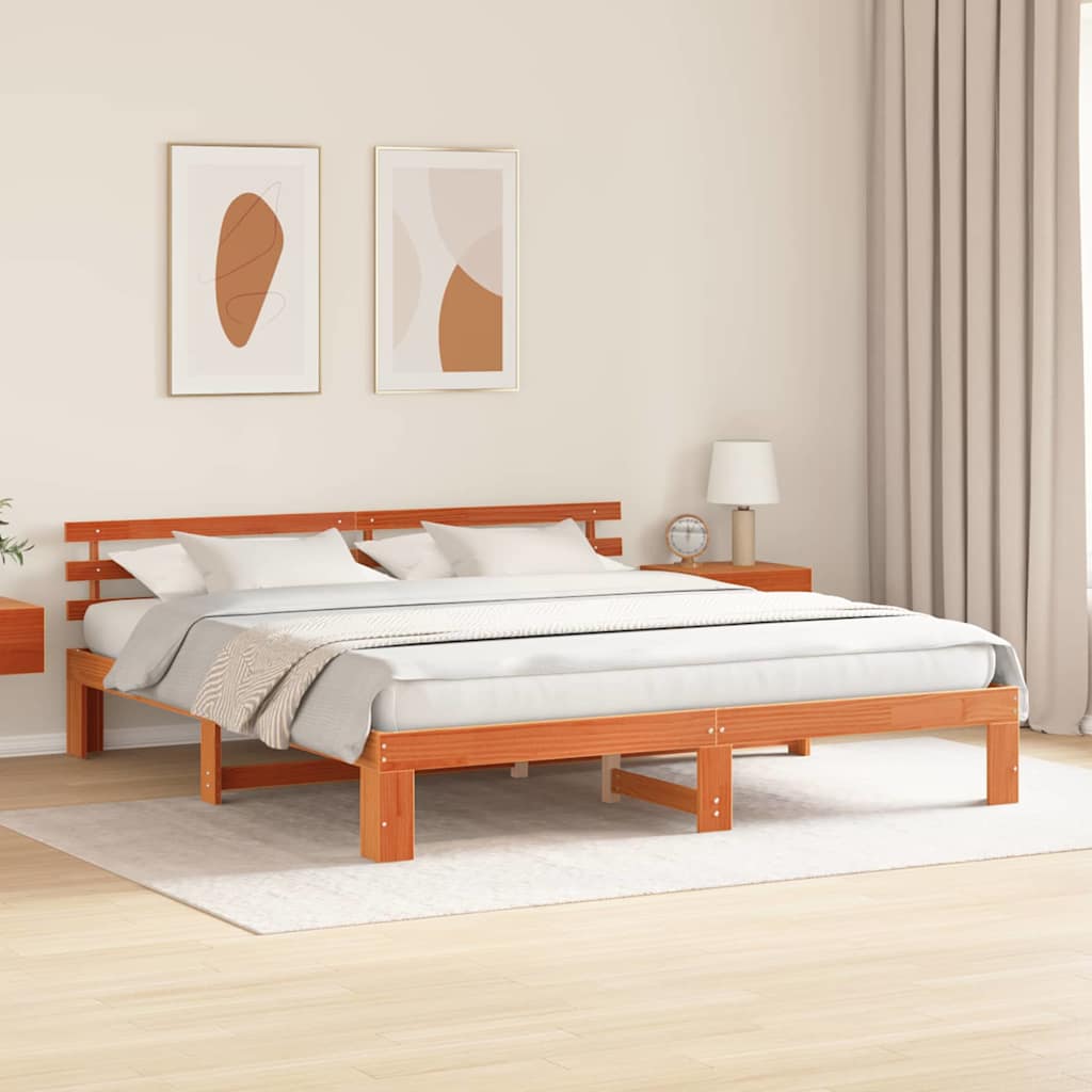 Estrutura da cama com cabeceira marrom cera 180 x 200 cm