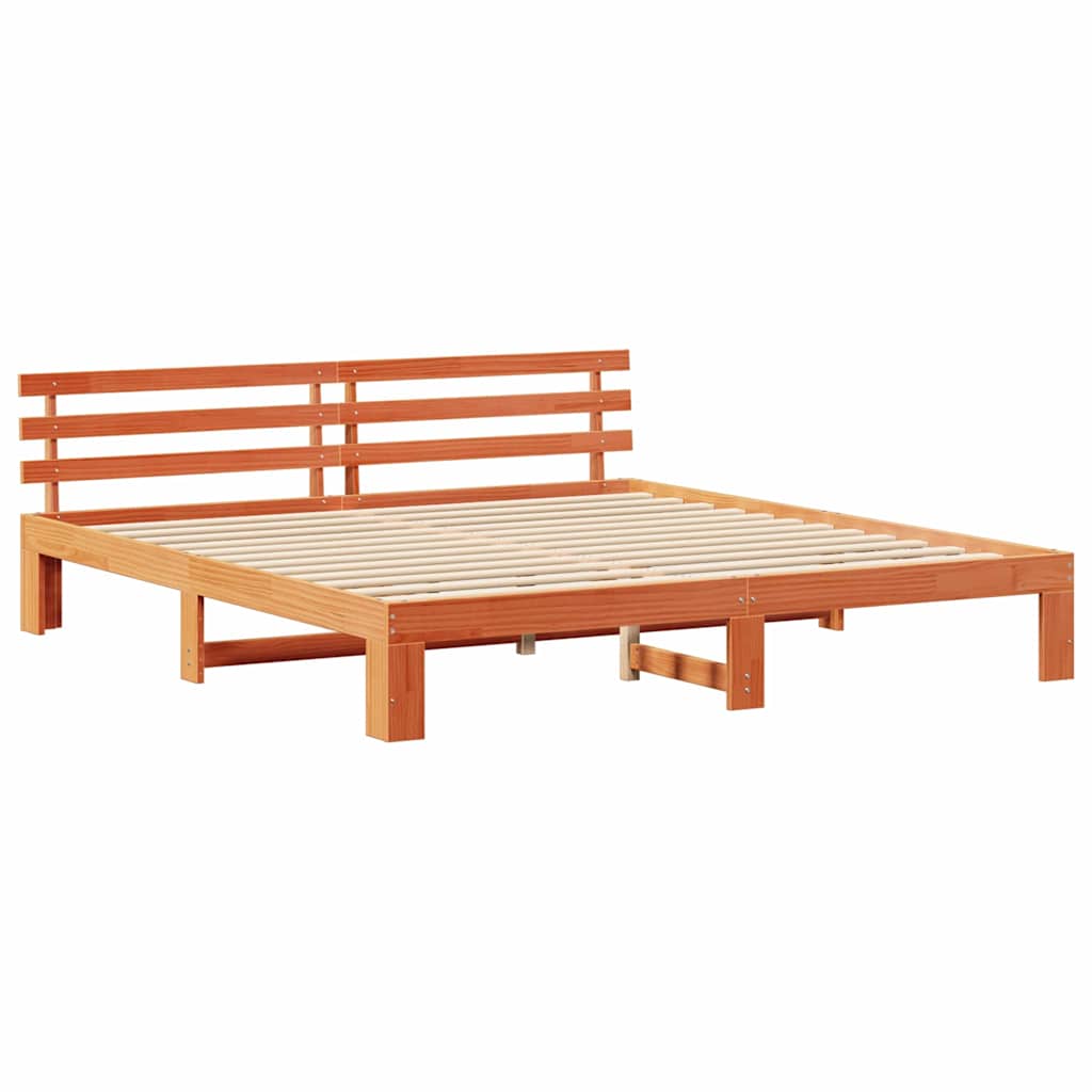 Estrutura da cama com cabeceira marrom cera 180 x 200 cm
