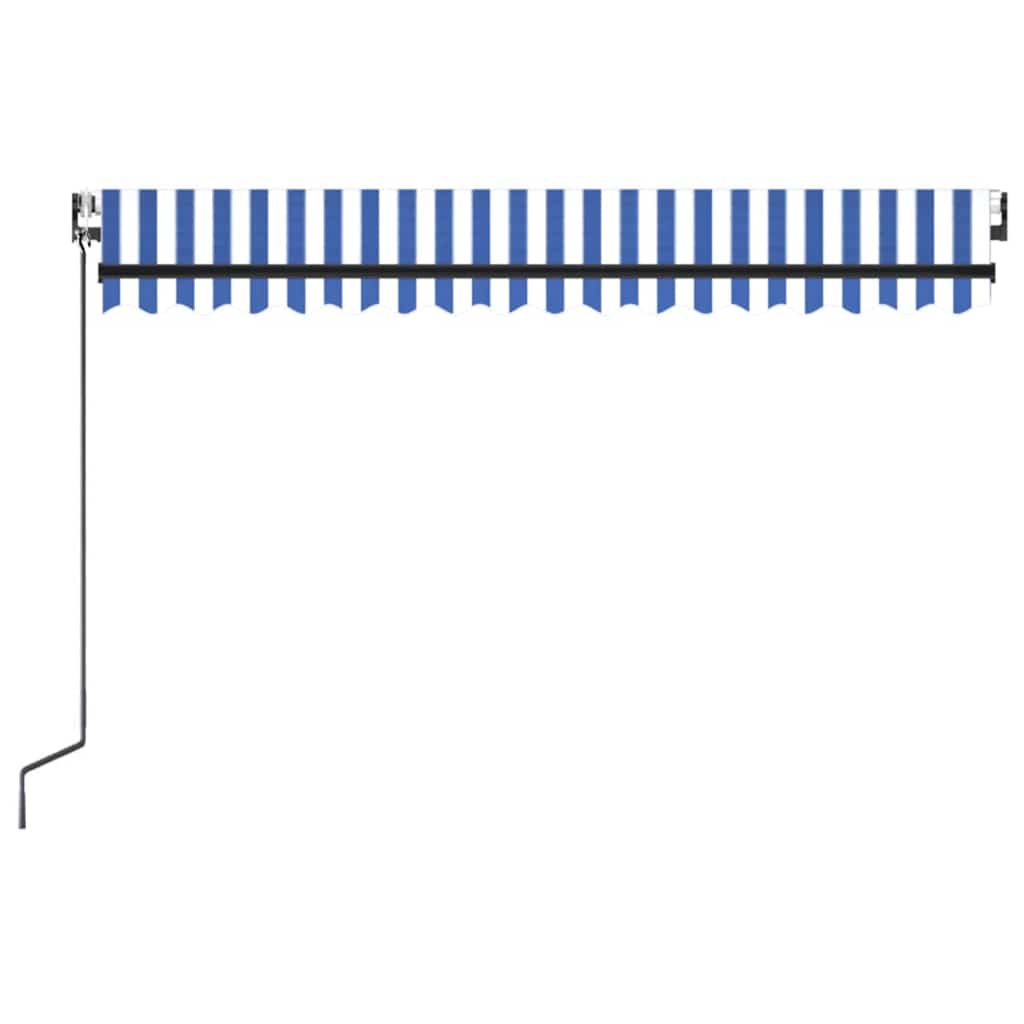 Toldo autom. c/ LED e sensor de vento 450x300 cm azul/branco