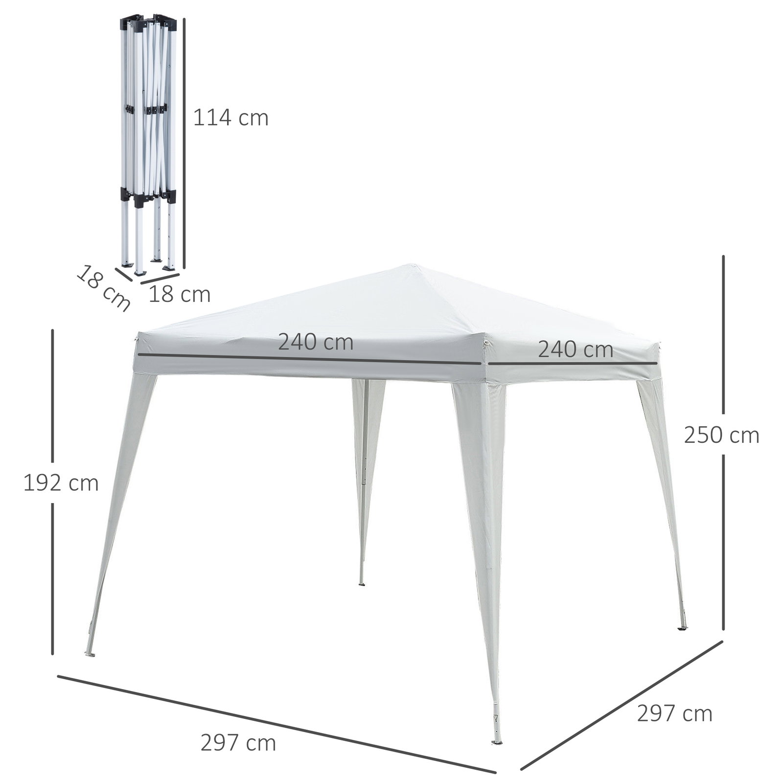 Tenda dobrável tenda com desenho pop up para jardim campismo festas eventos aço e oxford 297x297x250 cm branco