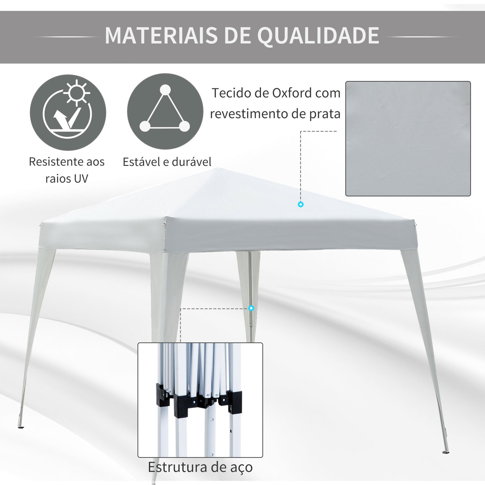 Tenda dobrável tenda com desenho pop up para jardim campismo festas eventos aço e oxford 297x297x250 cm branco