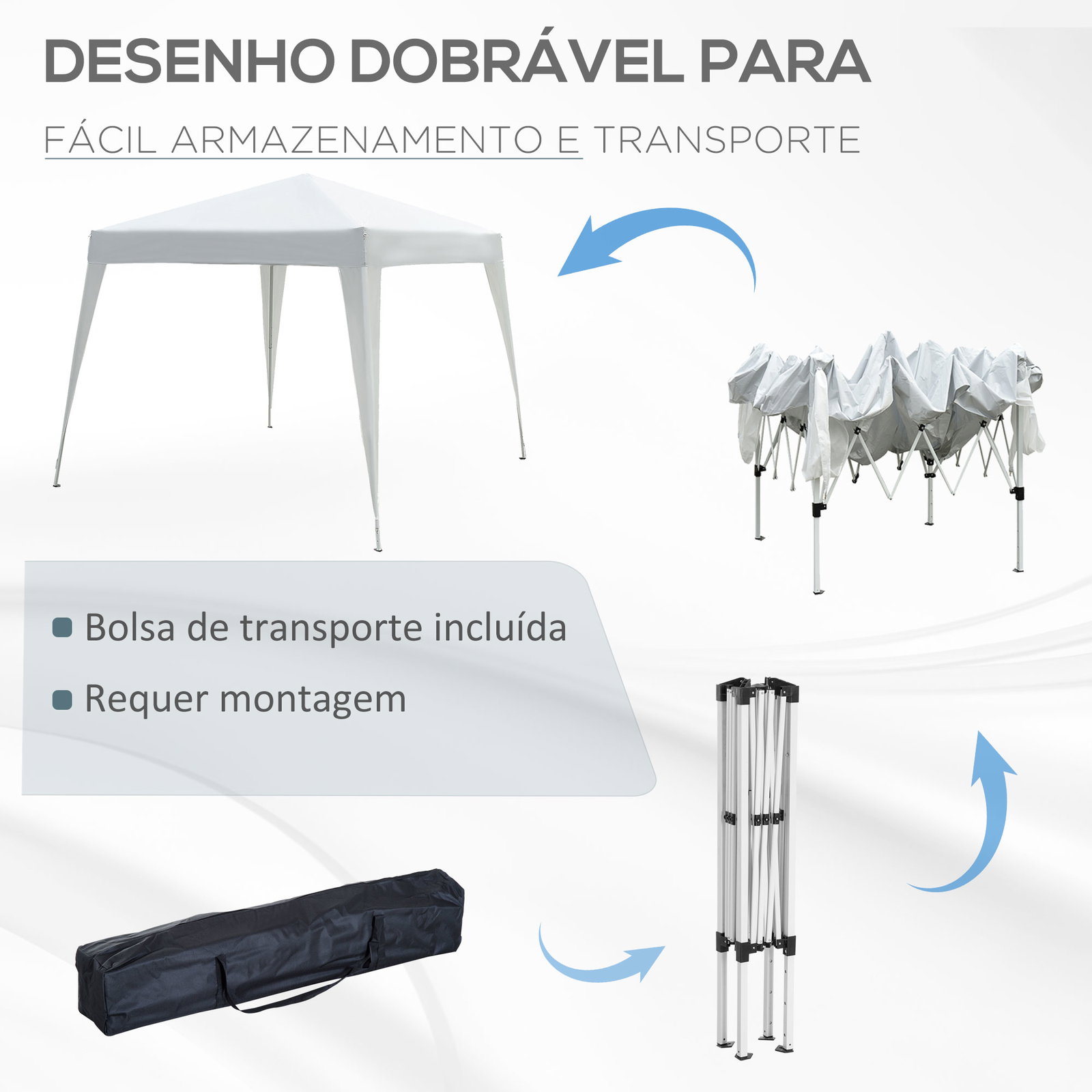Tenda dobrável tenda com desenho pop up para jardim campismo festas eventos aço e oxford 297x297x250 cm branco