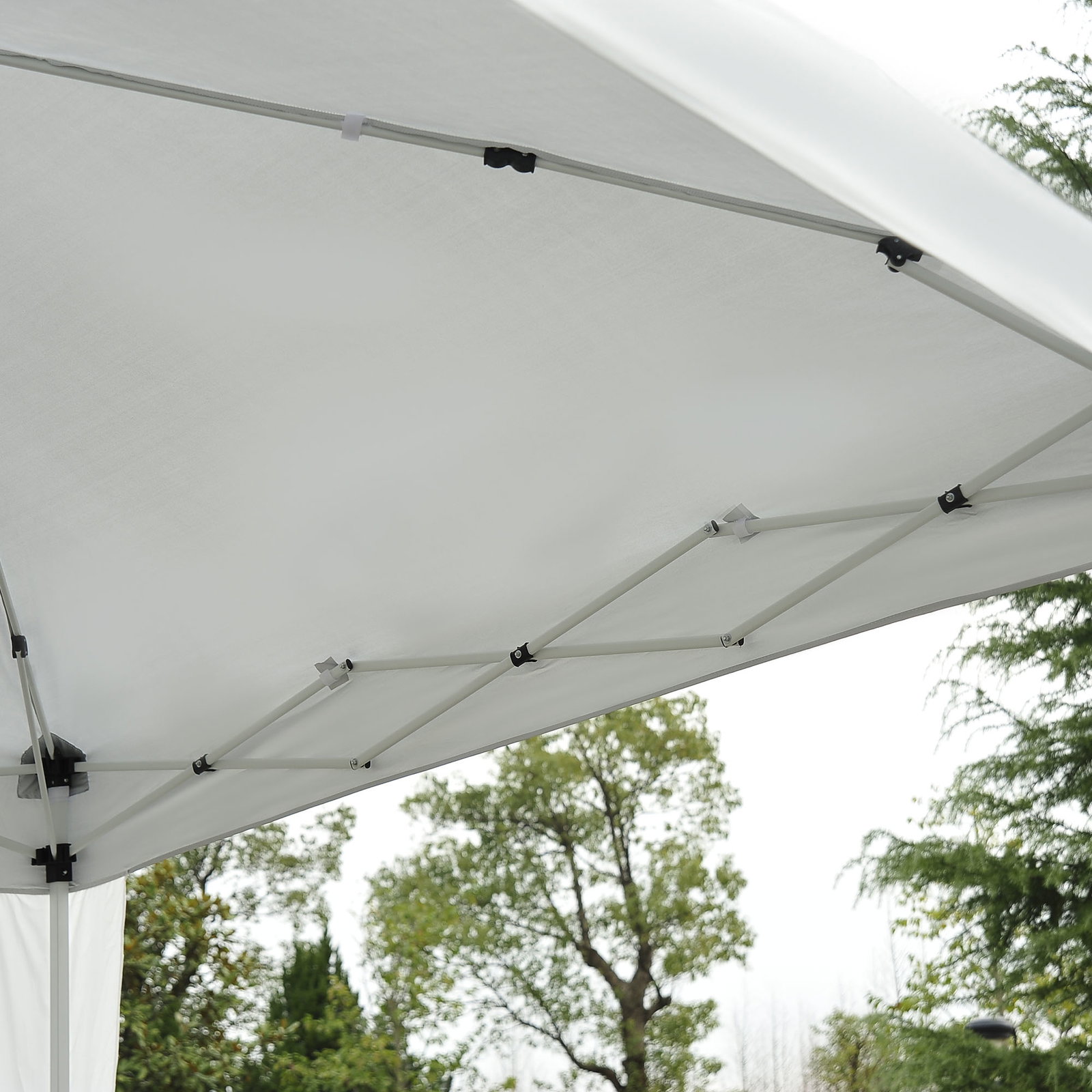 Tenda dobrável tenda com desenho pop up para jardim campismo festas eventos aço e oxford 297x297x250 cm branco