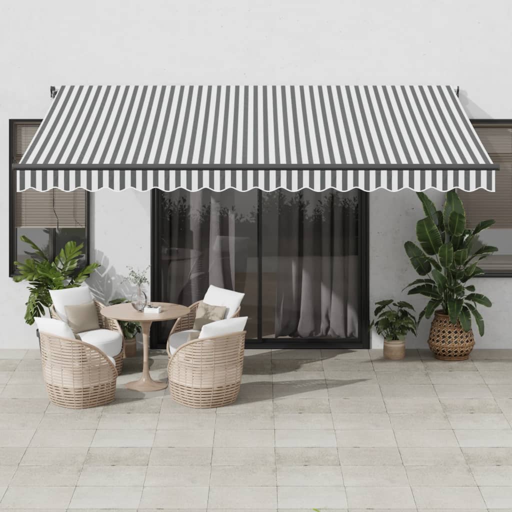 Toldo retrátil manual com luzes leds 450x350cm antracite/branco
