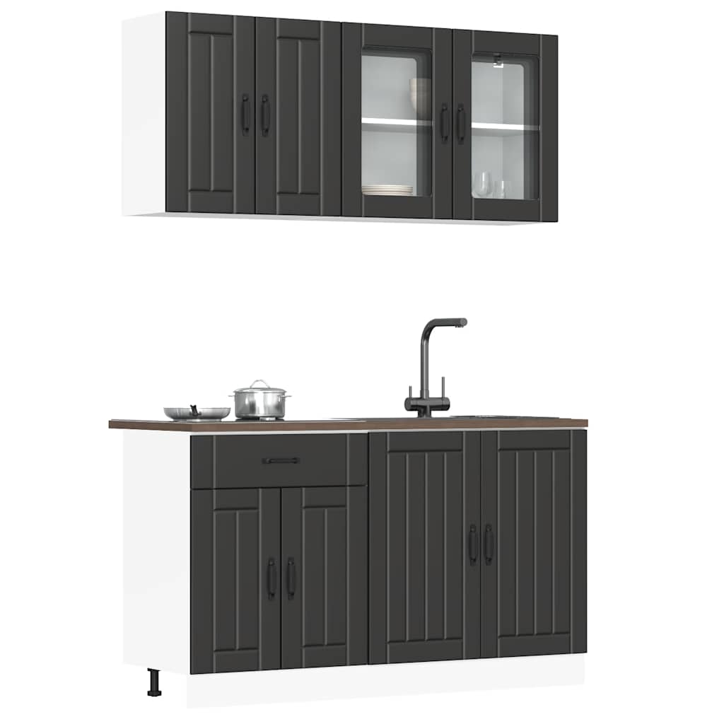 4 Peças armário de cozinha conjunto lucca preto