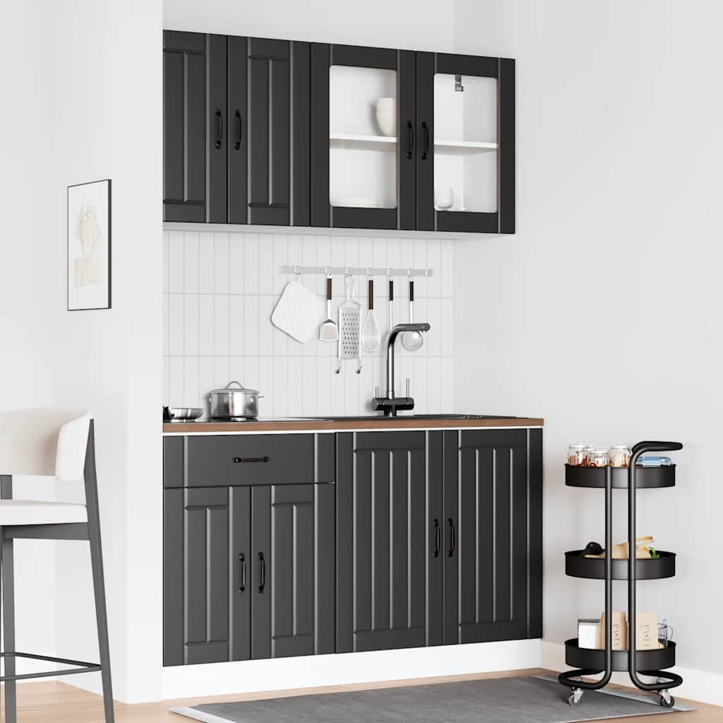 4 Peças armário de cozinha conjunto lucca preto