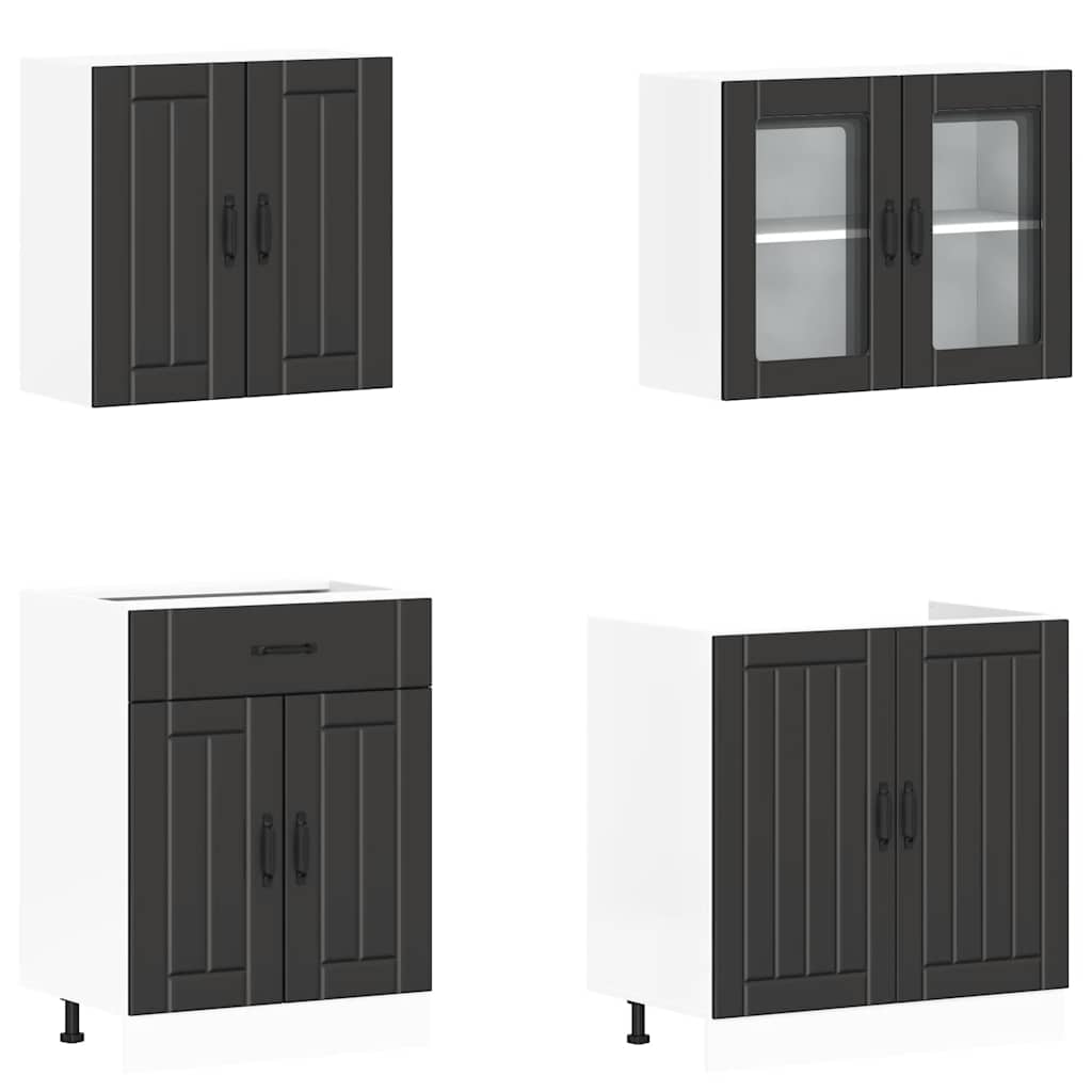 4 Peças armário de cozinha conjunto lucca preto