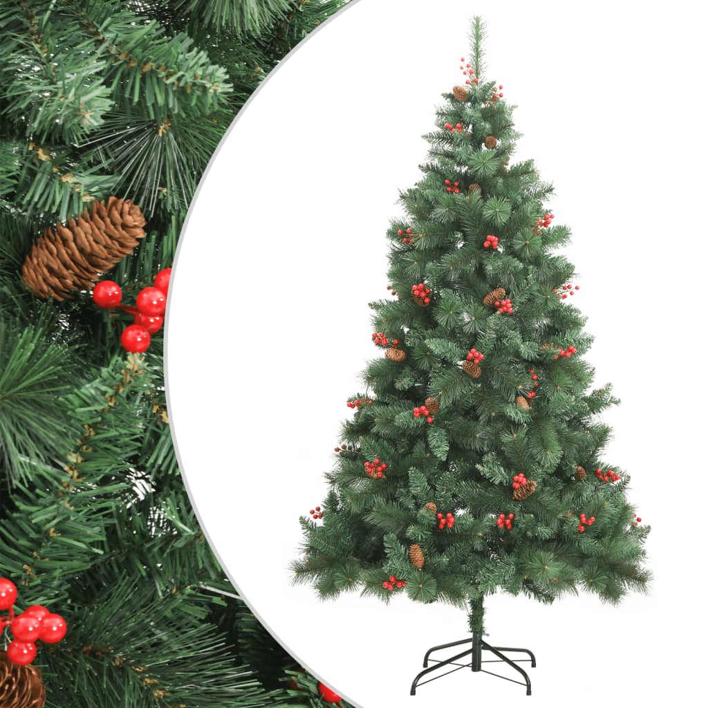 Árvore de natal artificial articulada c/ pinhas e bagas 240 cm