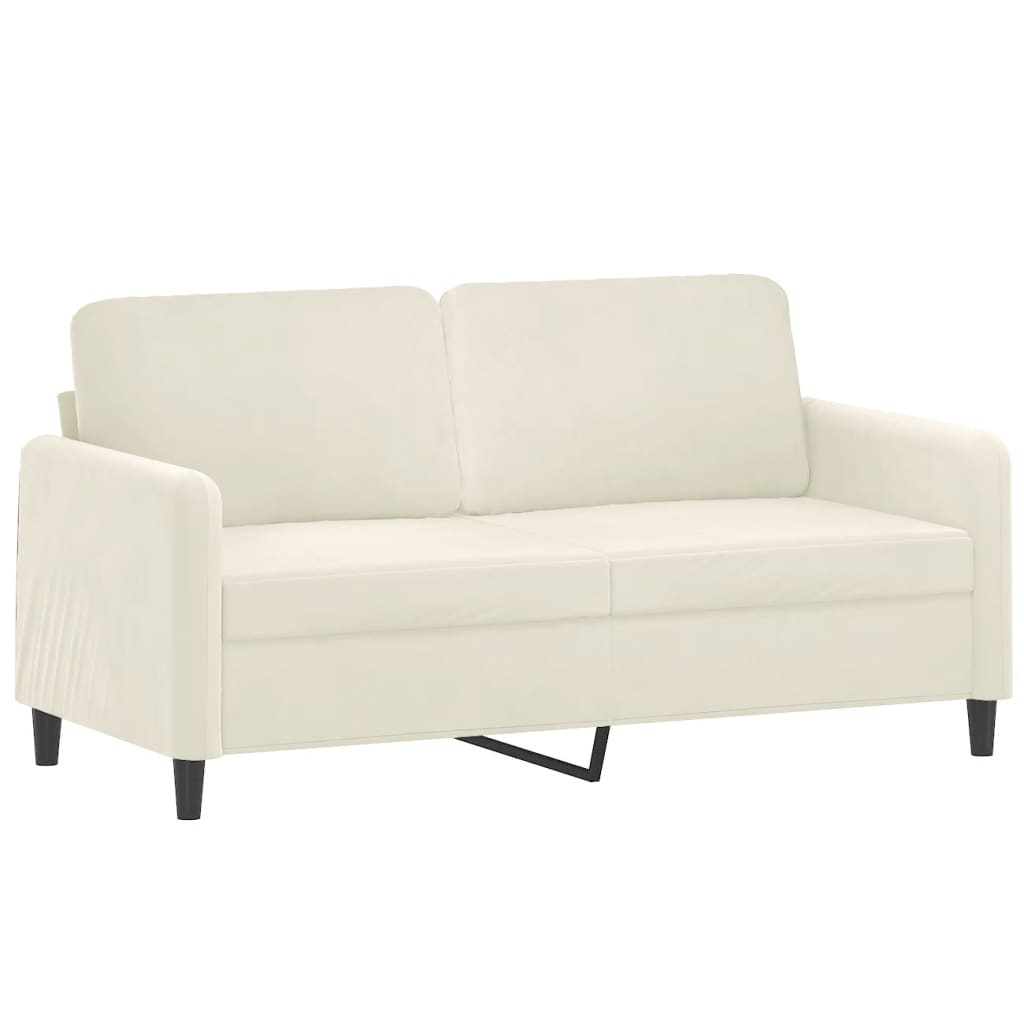 2 Pcs conjunto de sofás com almofadas veludo cor creme