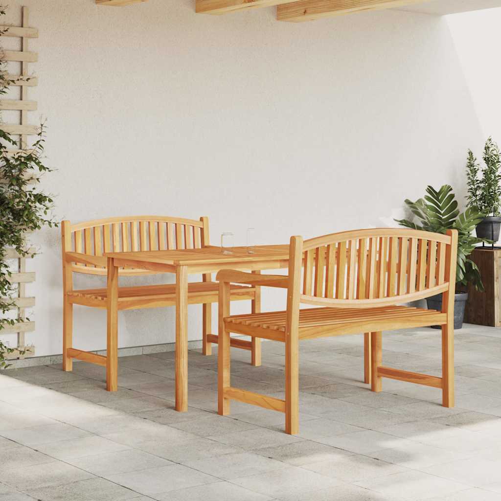 3 Pcs conjunto de jantar para jardim madeira de teca maciça