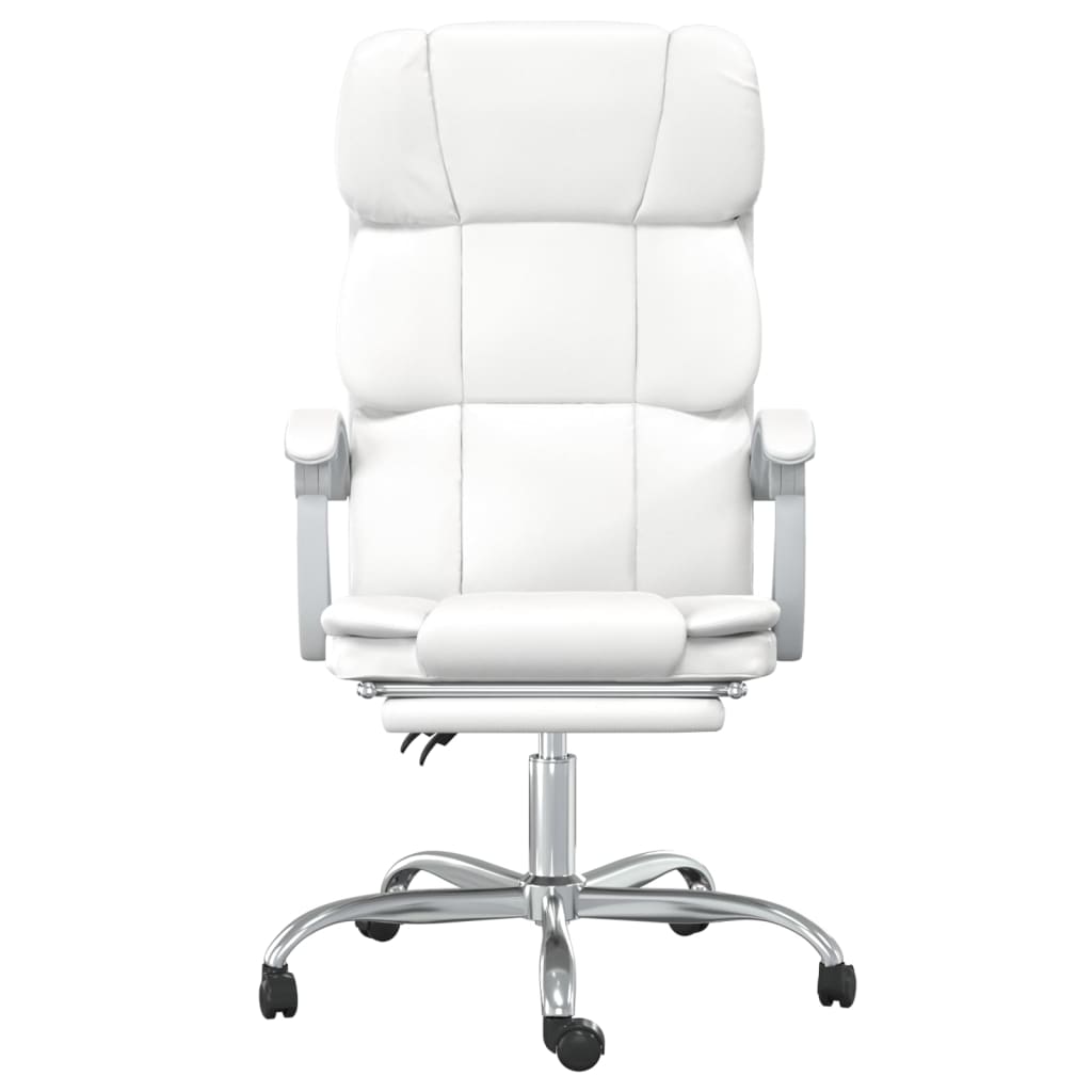 Cadeira de escritório reclinável couro artificial branco