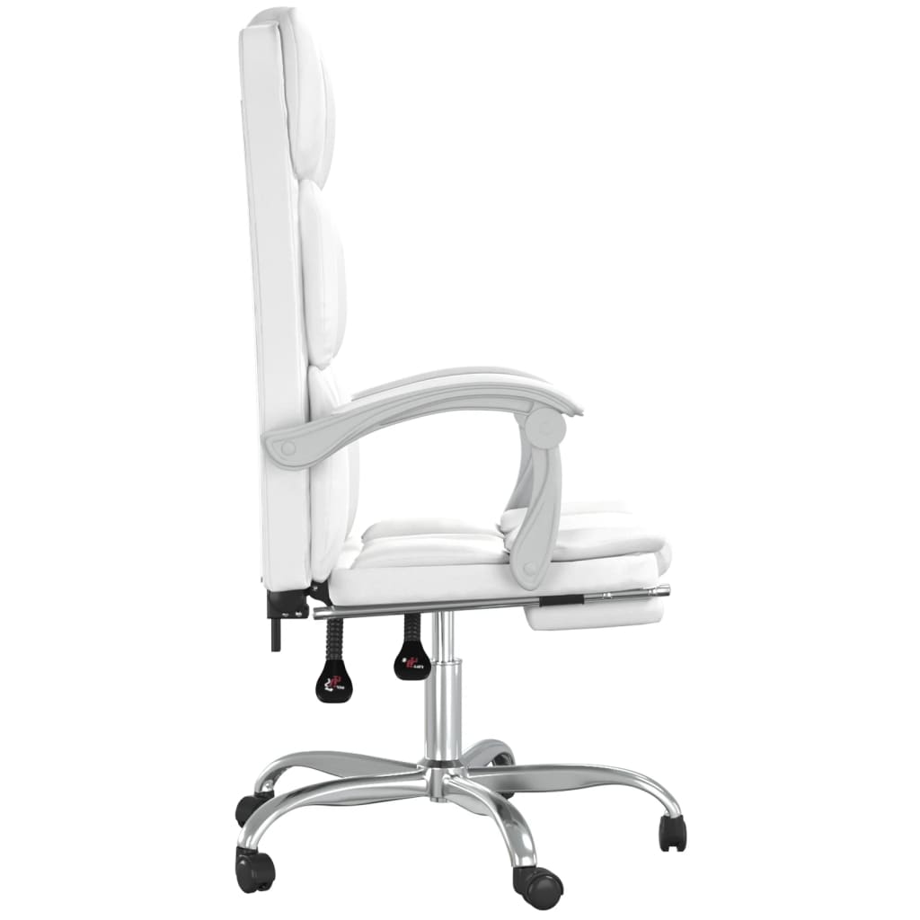 Cadeira de escritório reclinável couro artificial branco