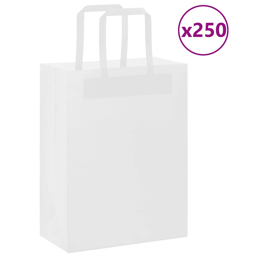Sacos de papel 250 unid com alças branco 21x11x28 cm