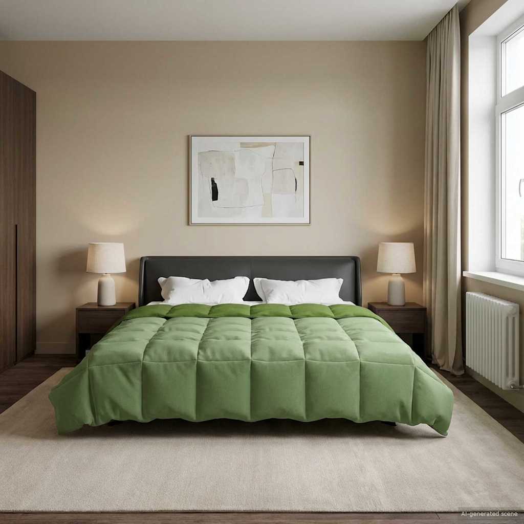 Duvet de ano inteiro colchonete verde 220 x 260 cm microfibra