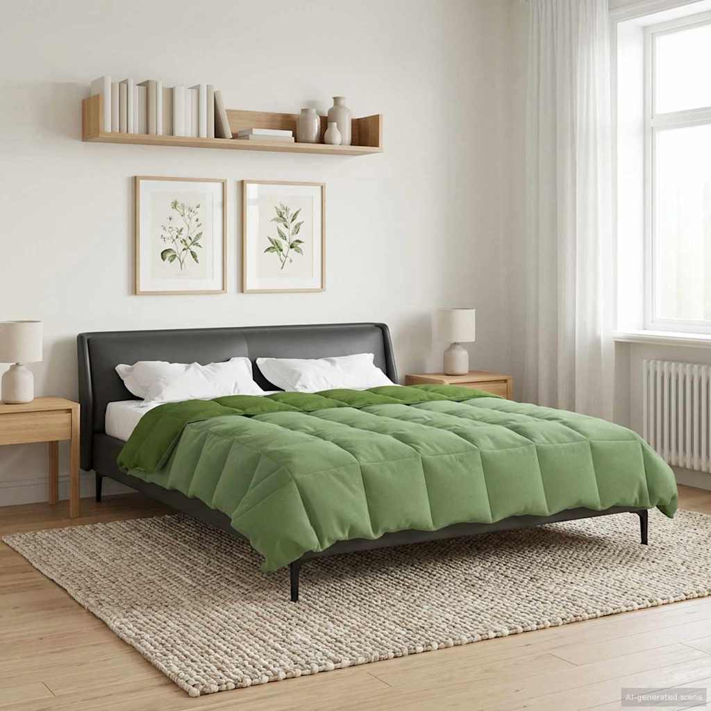 Duvet de ano inteiro colchonete verde 220 x 260 cm microfibra