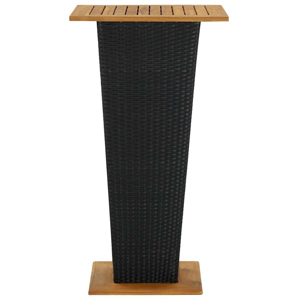 3 Pcs conjunto bar de jardim com almofadões vime PE preto