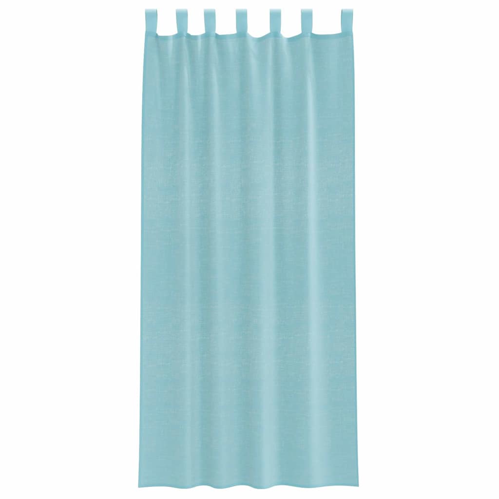 Cortinas de voile com laços 2 pcs turquesa 140x245 cm