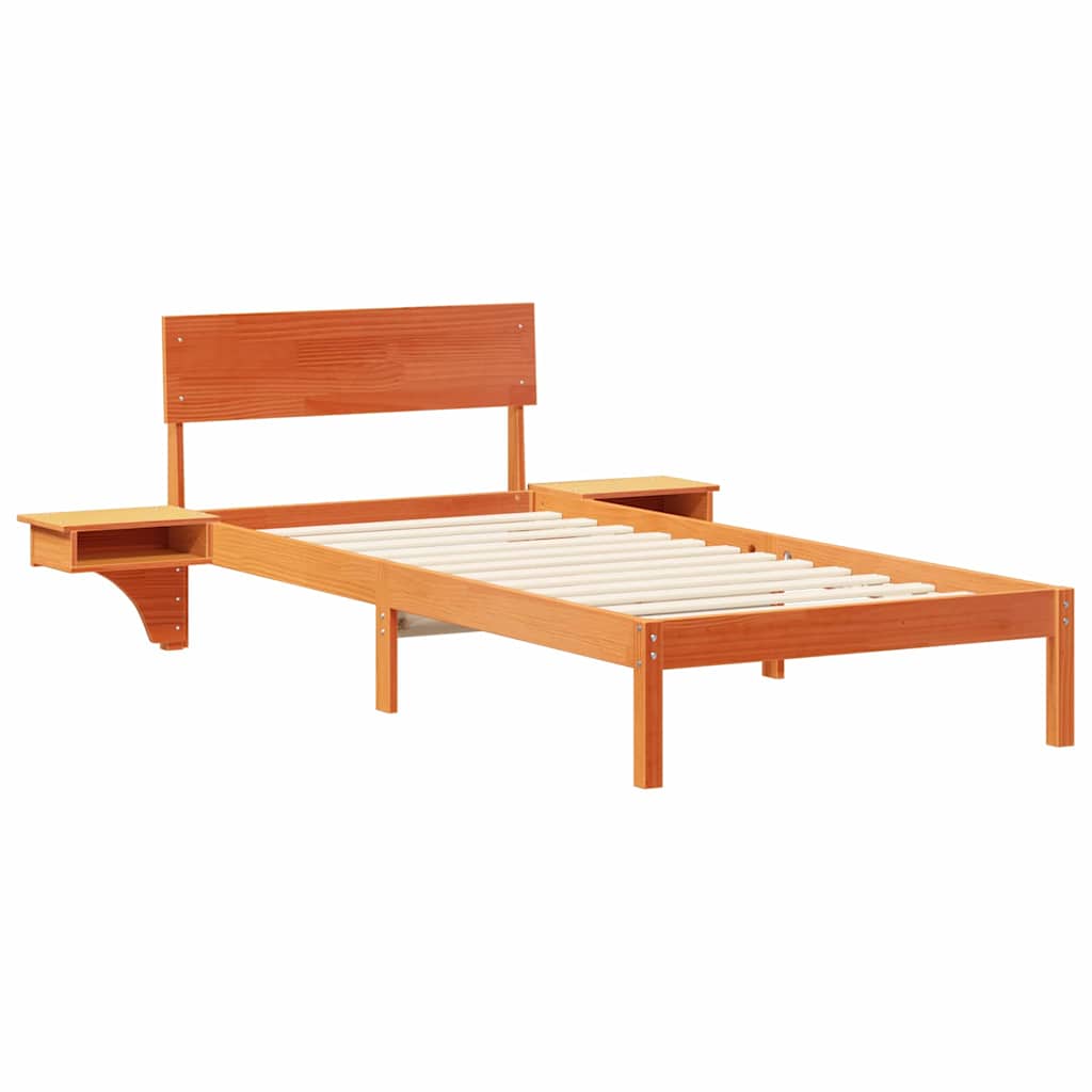 Estrutura da cama com cabeceira marrom cera 90 x 200 cm