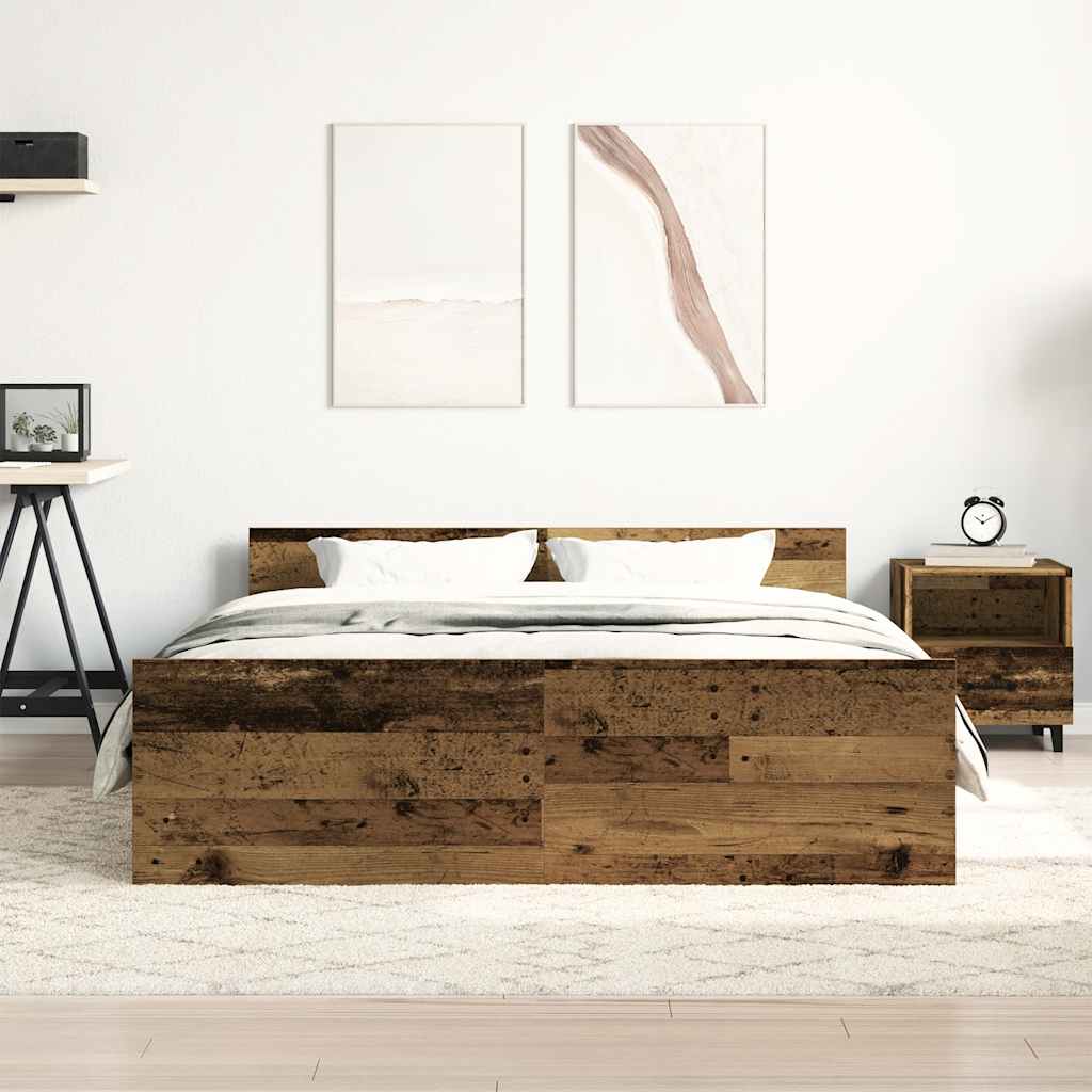 Estrutura de cama sem colchão 135x190 cm madeira velha