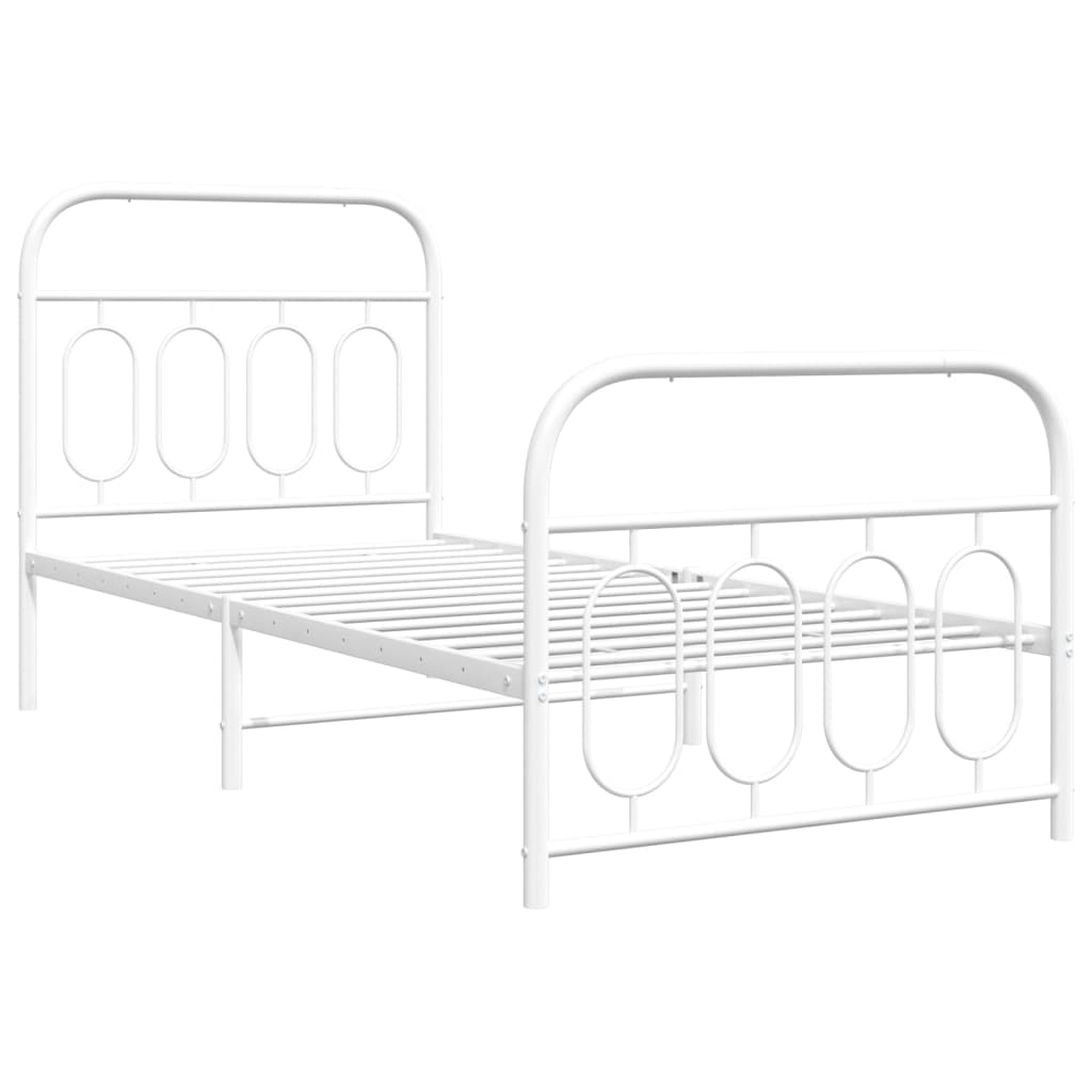 Estrutura de cama com cabeceira e pés 80x200 cm metal branco