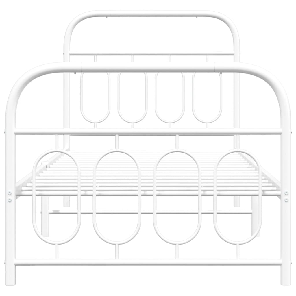 Estrutura de cama com cabeceira e pés 80x200 cm metal branco