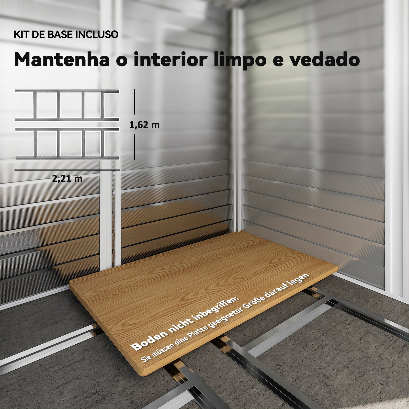 Abrigo de jardim 4,4 m² 240x206x198 cm abrigo de jardim com porta de correr e fechadura cinza escuro
