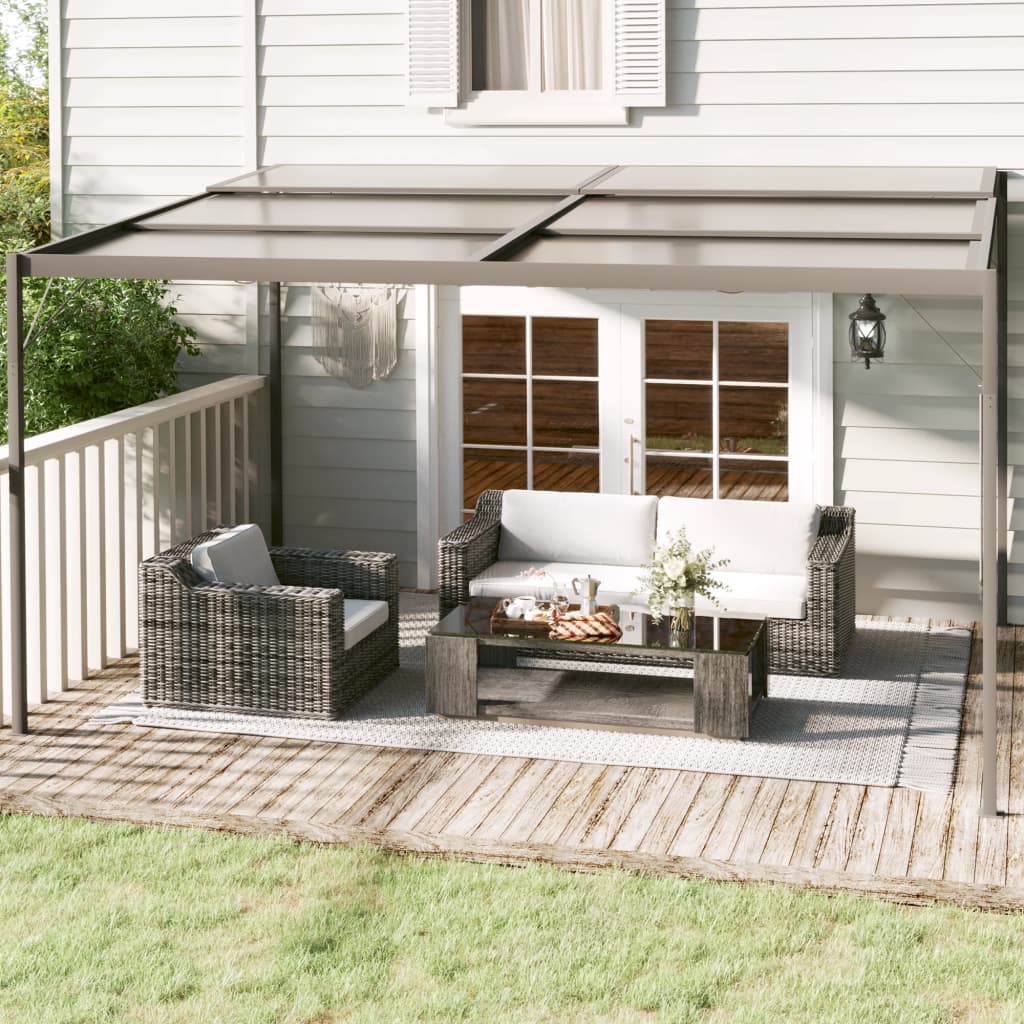 Gazebo com telhado 4x3x2,5 m alumínio e aço antracite
