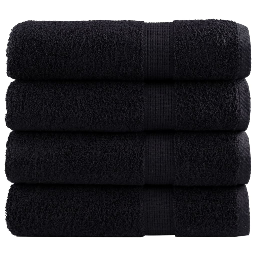 Toalhas de banho premium solund 4 pcs 70x140 cm 600 gsm preto