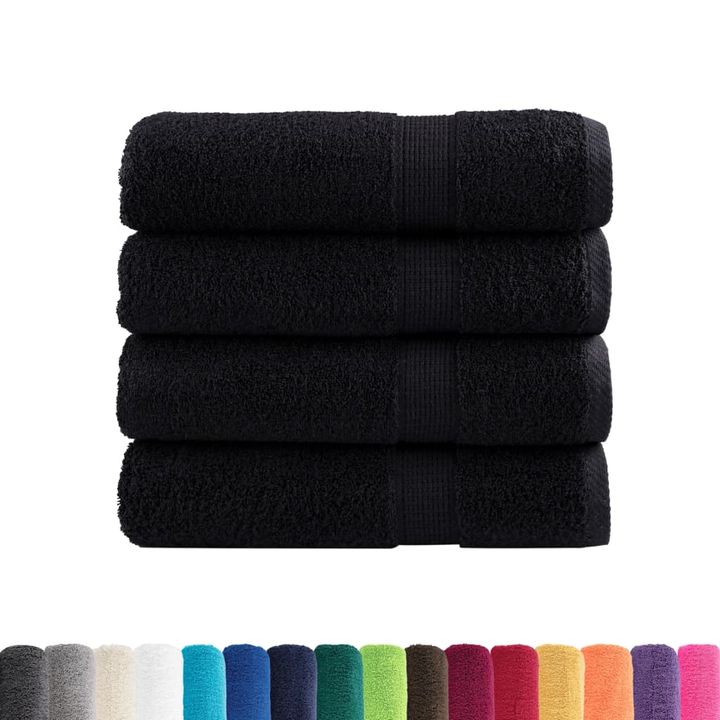 Toalhas de banho premium solund 4 pcs 70x140 cm 600 gsm preto