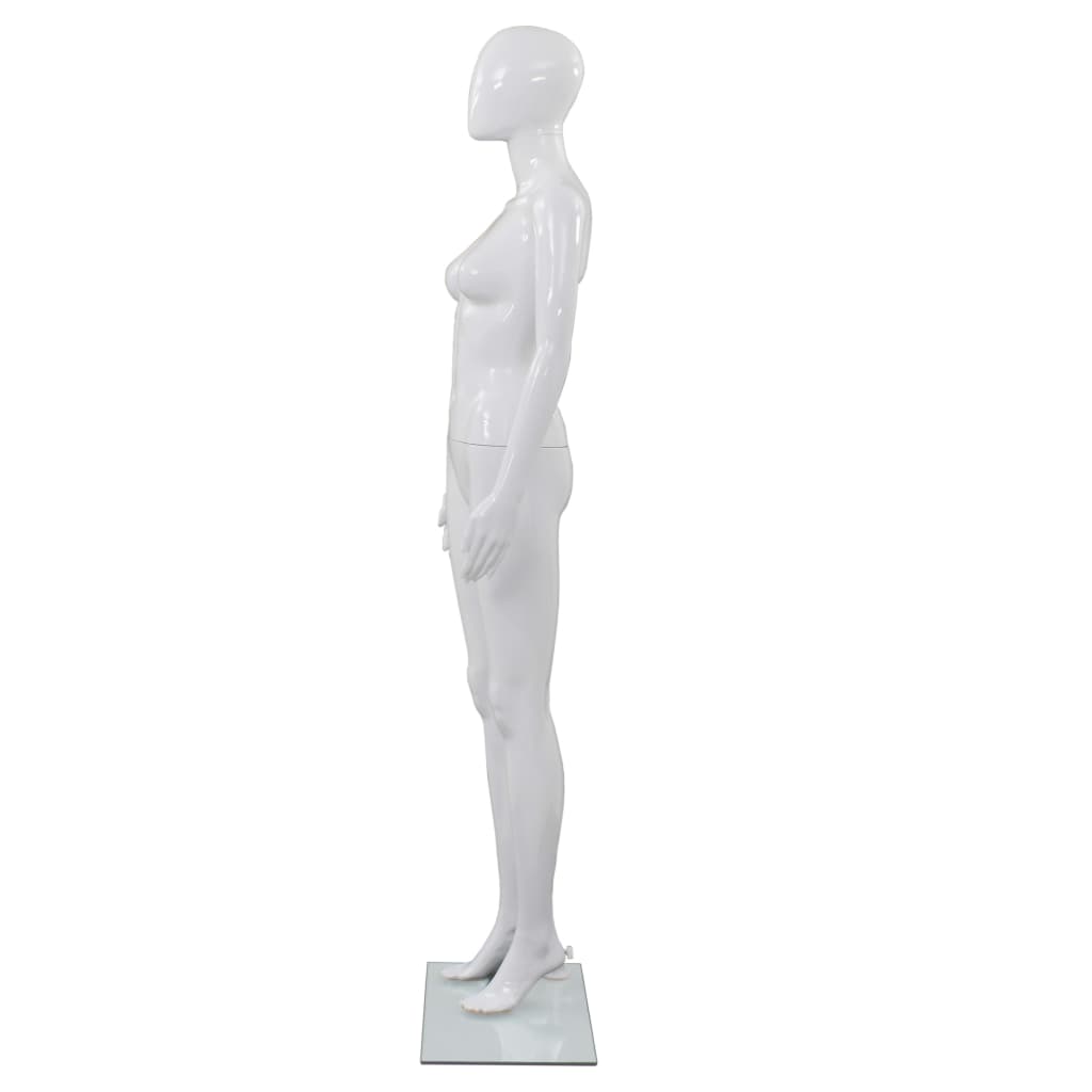Manequim feminino completo base em vidro 175cm branco brilhante
