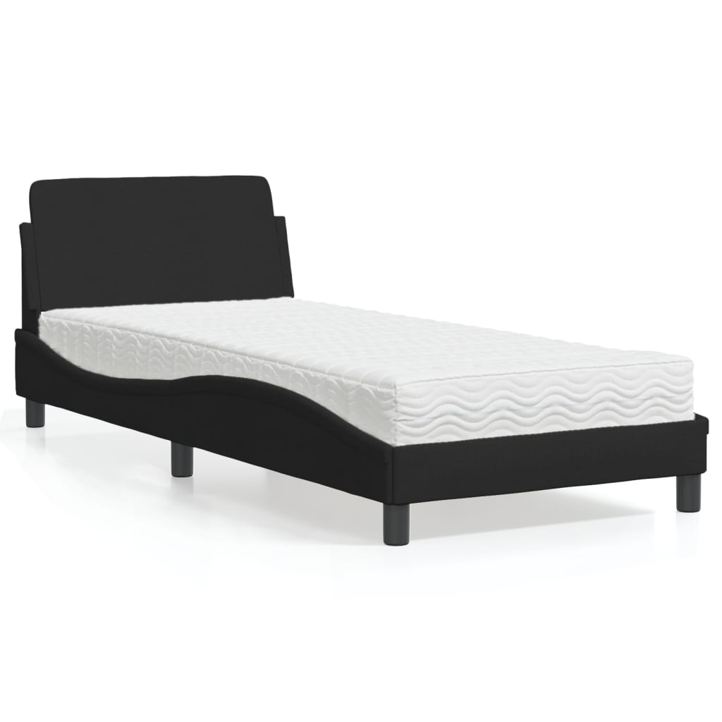 Cama com colchão dover 90x190 cm tecido preto