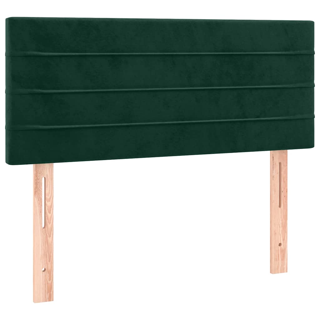 Cabeceira de cama c/luzes LED veludo 100x5x78/88cm verde-escuro