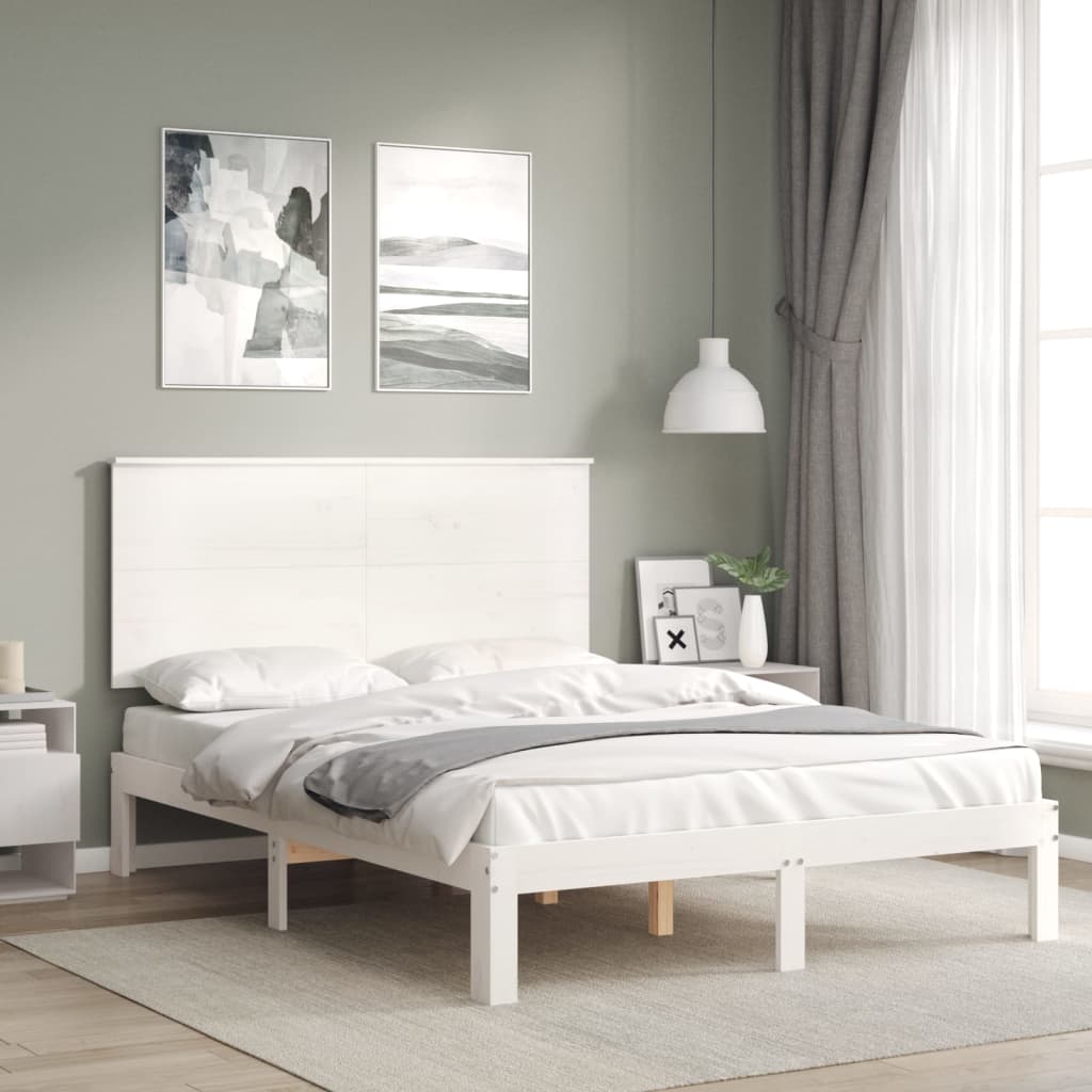 Cama sem colchão 120x200 cm madeira de pinho maciça branco