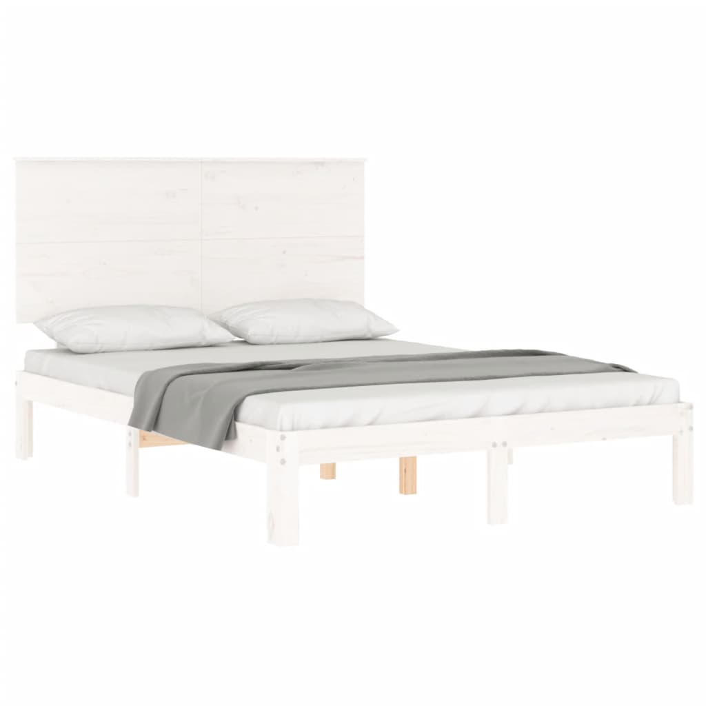 Cama sem colchão 120x200 cm madeira de pinho maciça branco