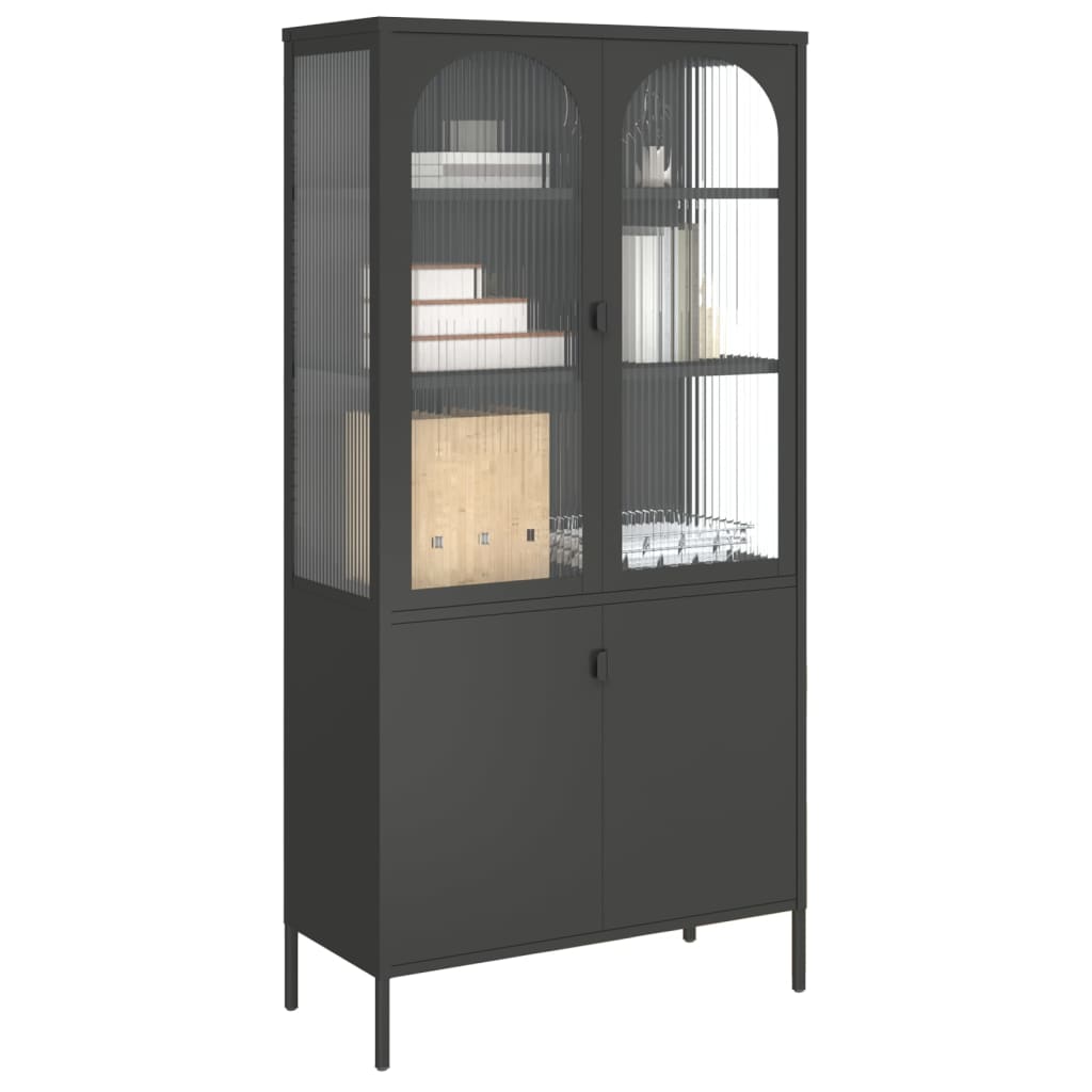 Móvel alto 90x40x180 cm vidro e aço preto