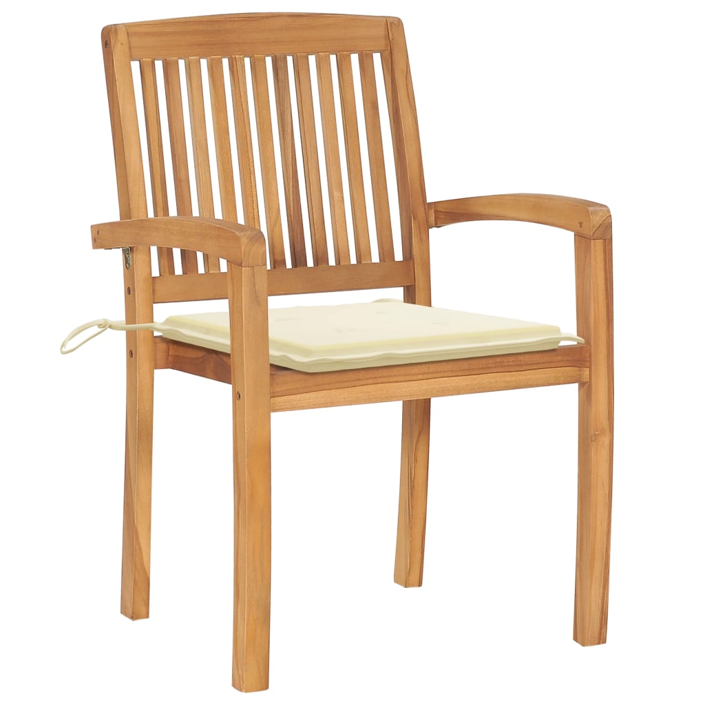 Cadeiras de jardim empiháveis c/ almofadões 8 pcs teca maciça