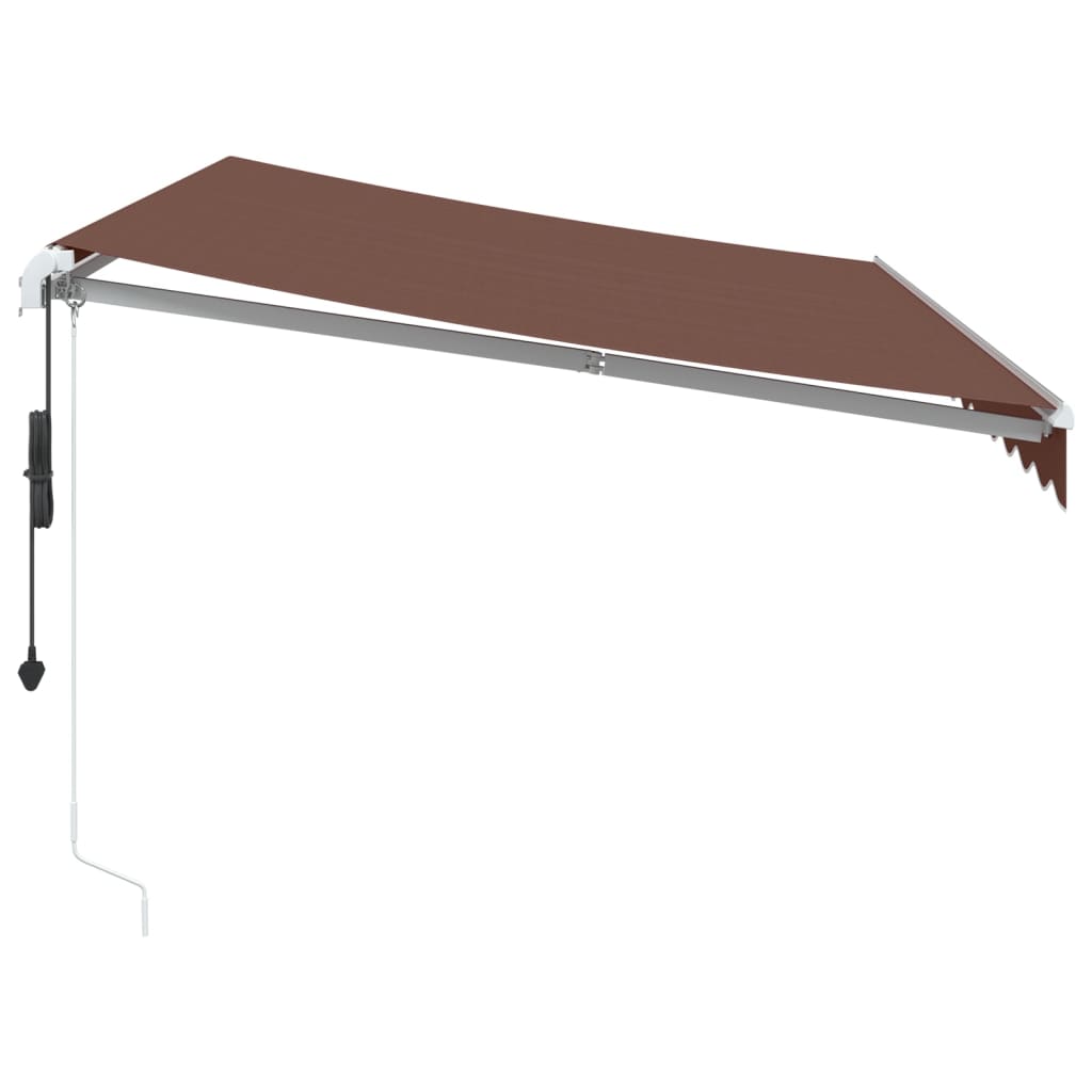 Toldo retrátil automático com luz LED 350x250 cm castanho