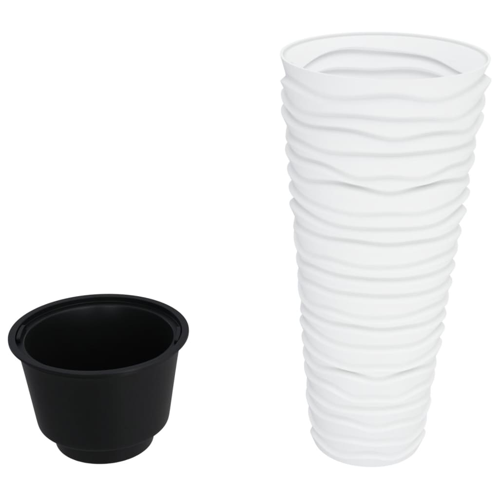 Vaso c/ interior removível 18/45 l + aspeto ranhurado branco