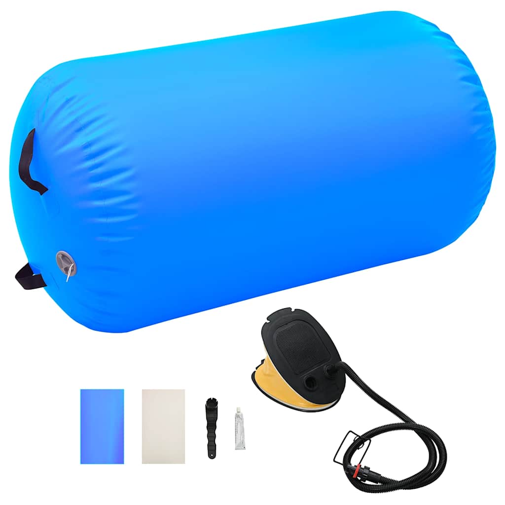 Rolo de ginástica/yoga insuflável com bomba 100x60 cm PVC azul