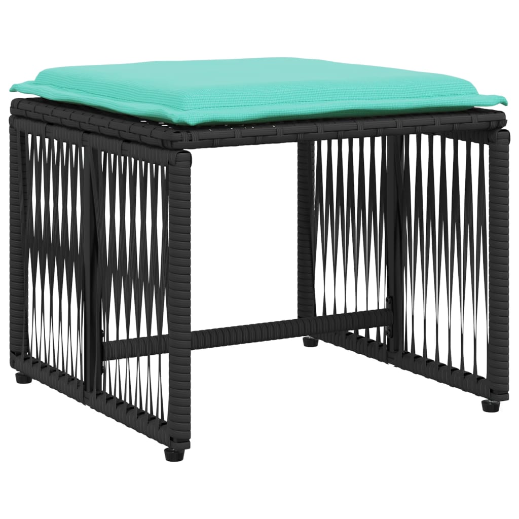 Conjunto de jantar para jardim com 7 peças e almofadas, em rattan sintético preto