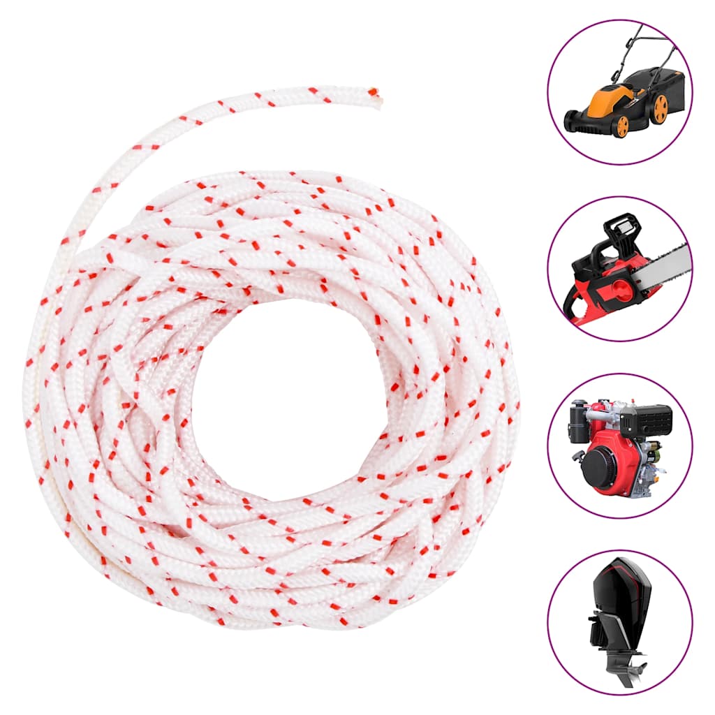 Cabo de arranque ø4 mm 10 m nylon branco e vermelho