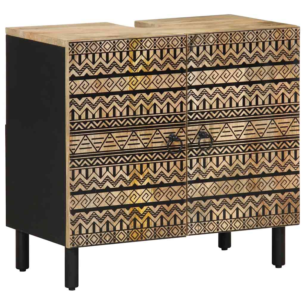 2 Pcs conj. móveis p/ casa de banho madeira mangueira maciça