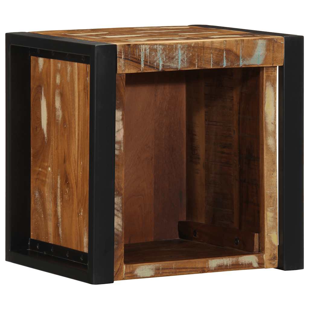 Mesa de cabeceira multicor 40x35x40cm madeira maciça recuperada